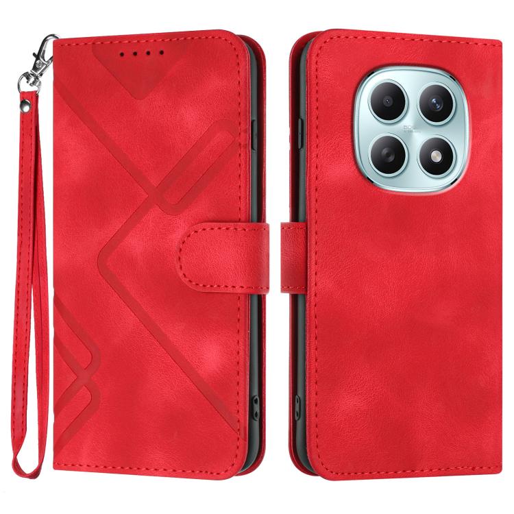 

For Redmi Note 15 4G Global 164mm Line Pattern Skin Feel Leather Phone Case(Red)