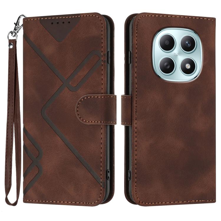 

For Redmi Note 15 4G / 5G 164mm / Poco M8 5G Line Pattern Skin Feel Leather Phone Case(Coffee)
