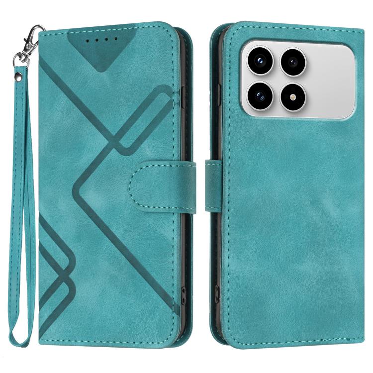 

For Redmi K90 / Xiaomi Poco F8 Pro 5G Line Pattern Skin Feel Leather Phone Case(Light Blue)