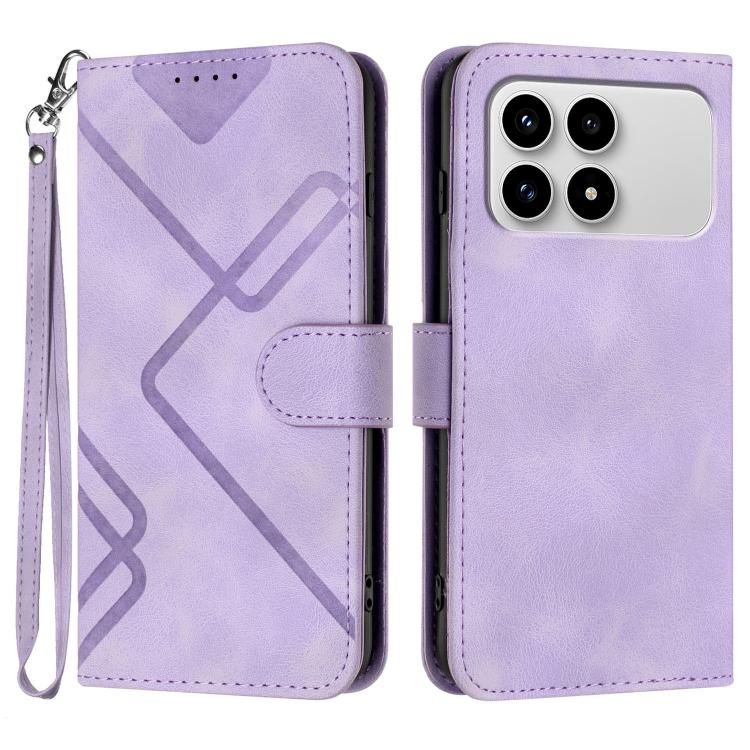 

For Redmi K90 / Xiaomi Poco F8 Pro 5G Line Pattern Skin Feel Leather Phone Case(Light Purple)
