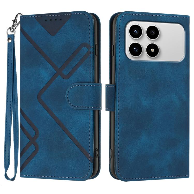 

For Redmi K90 / Xiaomi Poco F8 Pro 5G Line Pattern Skin Feel Leather Phone Case(Royal Blue)
