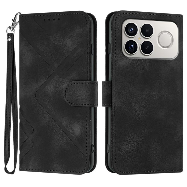 

For Redmi K90 Pro Max / Poco F8 Ultra Line Pattern Skin Feel Leather Phone Case(Black)