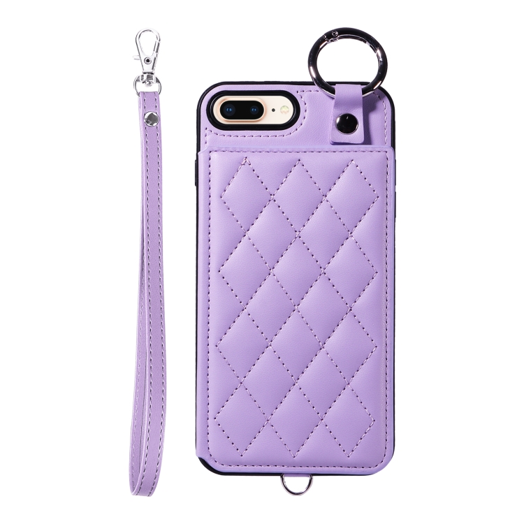 For iPhone Plus Plus Rhombic Texture Card Bag Phone Case