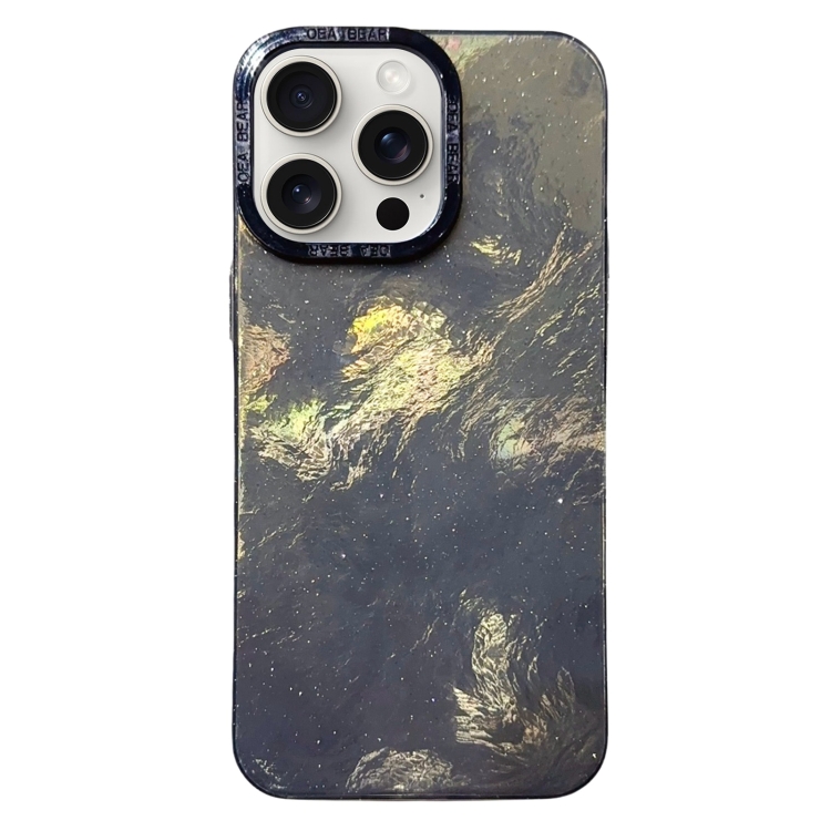 

For iPhone 15 Pro Max Tinfoil Texture Colorful Lens Frame IMD Acrylic Phone Case(Black)