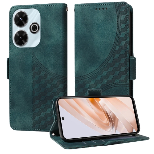 

For Redmi 13 4G / Note 13R 5G Embossed Rhombus Starry Leather Phone Case(Green)