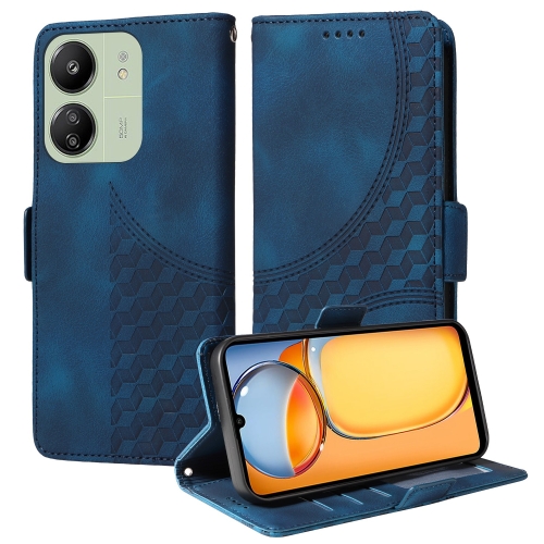 

For Redmi 13C 4G / 5G / 13R Embossed Rhombus Starry Leather Phone Case(Blue)