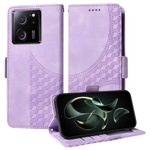 

For Redmi K60 Ultra Embossed Rhombus Starry Leather Phone Case(Purple)