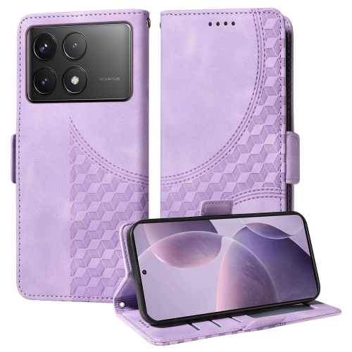 

For Redmi K70 / K70 Pro Embossed Rhombus Starry Leather Phone Case(Purple)