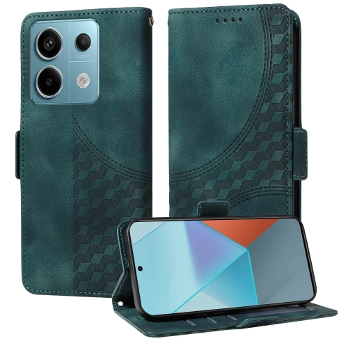 

For Redmi Note 13 Pro 5G Embossed Rhombus Starry Leather Phone Case(Green)