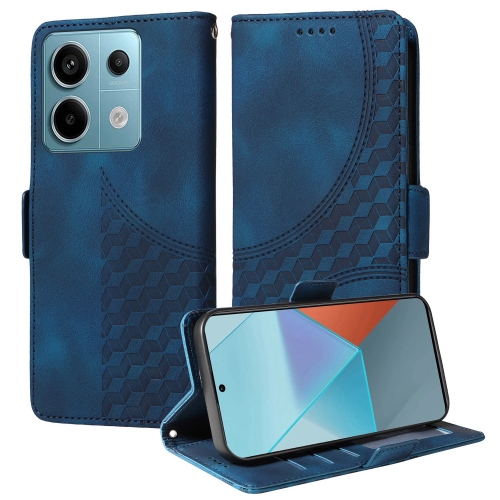 

For Redmi Note 13 Pro 5G Embossed Rhombus Starry Leather Phone Case(Blue)