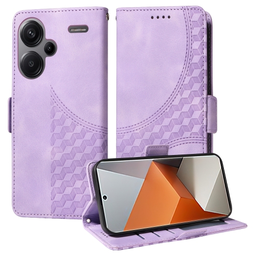 

For Redmi Note 13 Pro+ 5G Embossed Rhombus Starry Leather Phone Case(Purple)