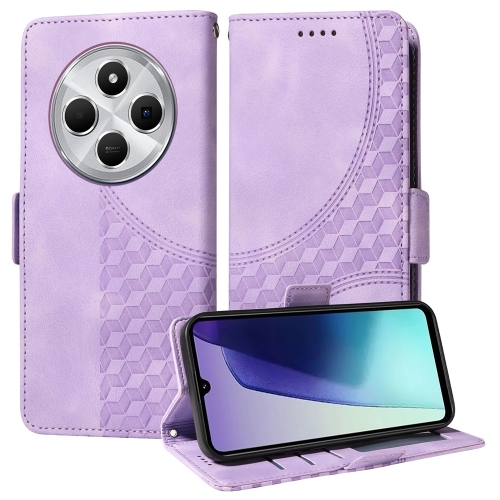 

For Redmi 14C 4G Embossed Rhombus Starry Leather Phone Case(Purple)