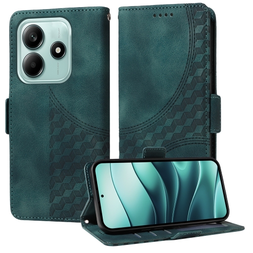 

For Redmi Note 14 5G Embossed Rhombus Starry Leather Phone Case(Green)