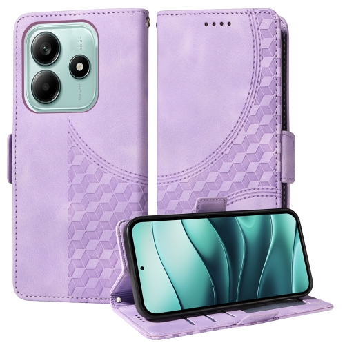 

For Redmi Note 14 5G Embossed Rhombus Starry Leather Phone Case(Purple)