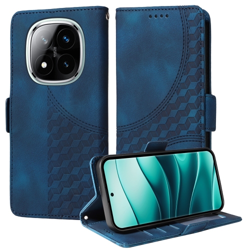 

For Redmi Note 14 Pro 5G / Note 14 Pro+ 5G Embossed Rhombus Starry Leather Phone Case(Blue)