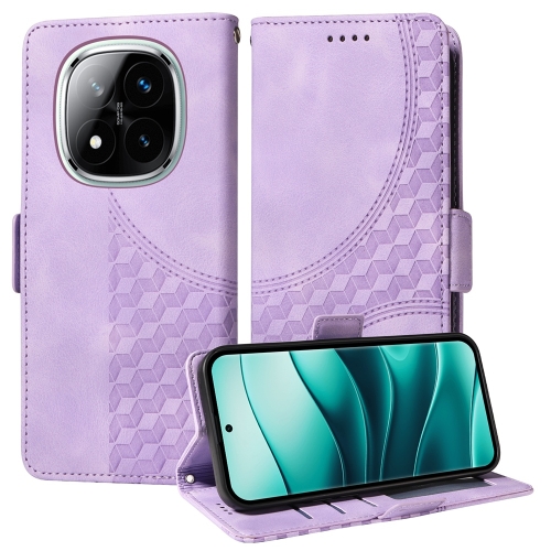 

For Redmi Note 14 Pro 5G / Note 14 Pro+ 5G Embossed Rhombus Starry Leather Phone Case(Purple)