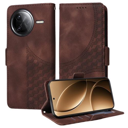 

For Redmi K80 Pro Embossed Rhombus Starry Leather Phone Case(Brown)