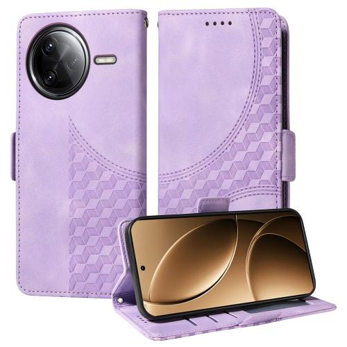 

For Redmi K80 Pro Embossed Rhombus Starry Leather Phone Case(Purple)