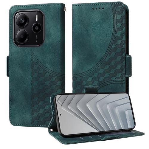 

For Redmi Note 14 4G 163.25mm Global Embossed Rhombus Starry Leather Phone Case(Green)