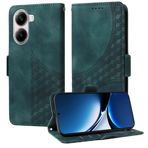 

For Redmi Turbo 4 / Xiaomi Poco X7 Pro Embossed Rhombus Starry Leather Phone Case(Green)