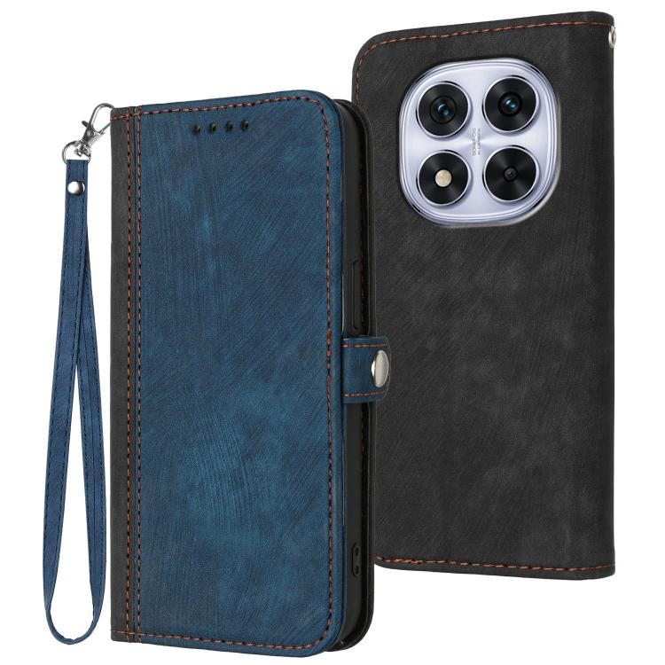 

For Redmi Note 14 Pro 4G Side Buckle Double Fold Hand Strap Leather Phone Case(Royal Blue)