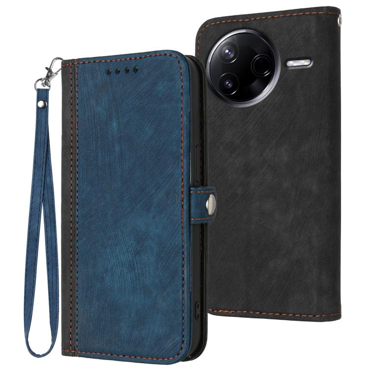 

For Redmi K80 / Xiaomi Poco F7 Pro Side Buckle Double Fold Hand Strap Leather Phone Case(Royal Blue)