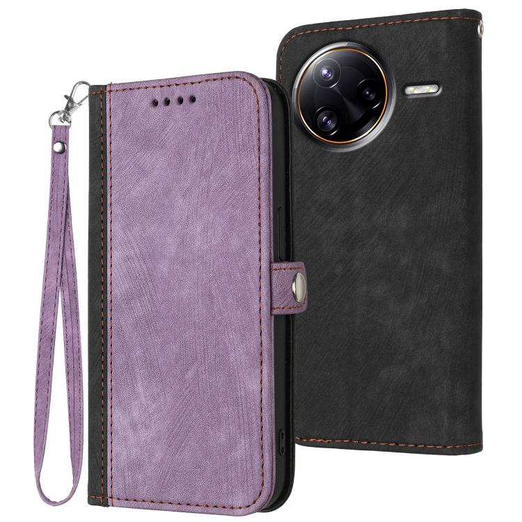 

For Redmi K80 Pro / Xiaomi Poco F7 Ultra Side Buckle Double Fold Hand Strap Leather Phone Case(Purple)