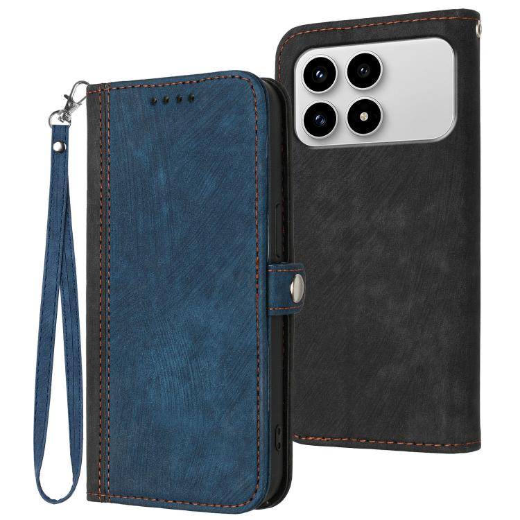 

For Redmi K90 / Xiaomi Poco F8 Pro 5G Side Buckle Double Fold Hand Strap Leather Phone Case(Royal Blue)