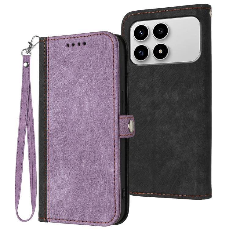 

For Redmi K90 / Xiaomi Poco F8 Pro 5G Side Buckle Double Fold Hand Strap Leather Phone Case(Purple)