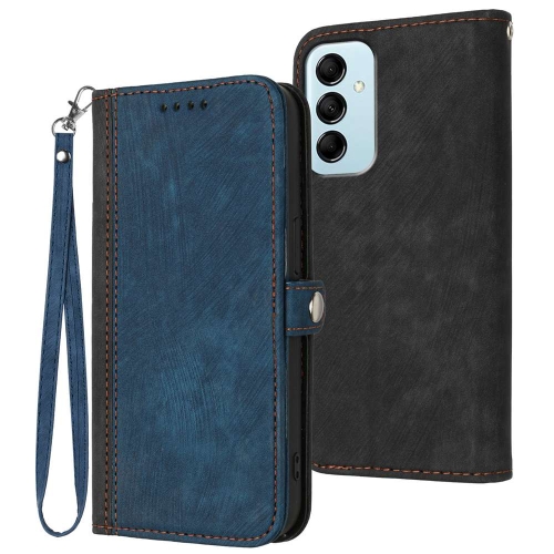 

For Samsung Galaxy M14 5G / F14 5G Side Buckle Double Fold Hand Strap Leather Phone Case(Royal Blue)