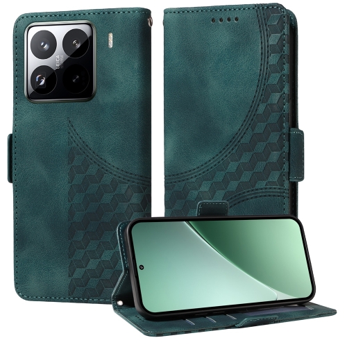 

For Xiaomi 15 Pro Embossed Rhombus Starry Leather Phone Case(Green)