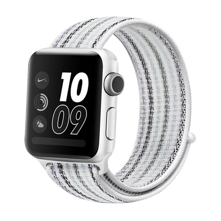 For Apple Watch Series 8&7 41mm / SE 2&6&SE&5&4 40mm / 3&2&1 38mm Nylon Loop Watch Band(White Pinstripe) — купить у Sunsky-online WW