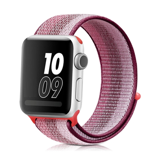 

Nylon Loop Watch Band For Apple Watch Series 9&8&7 41mm / SE 3&SE 2&6&SE&5&4 40mm / 3&2&1 38mm(Berry Color)