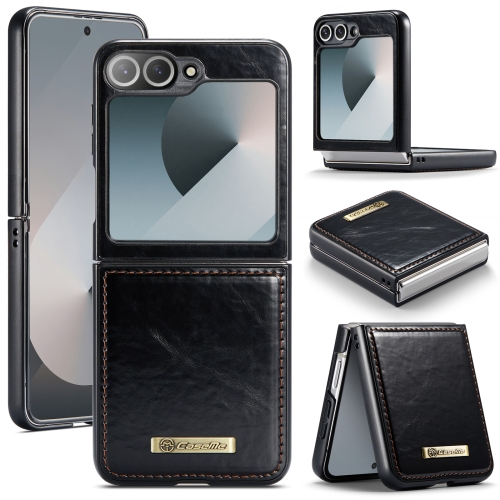 

For Samsung Galaxy Z Flip6 5G CaseMe 003 Crazy Horse Texture Flip Leather Phone Case(Black)