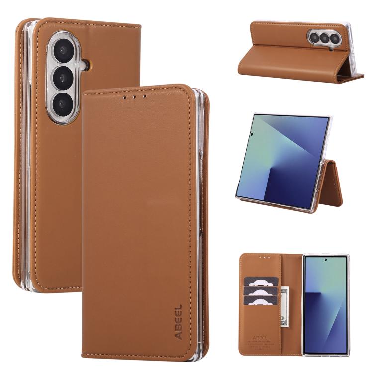 For Galaxy Z Fold8 Ultra 5G ABEEL RFID Magnetic Flip Leather Phone Case(Brown)