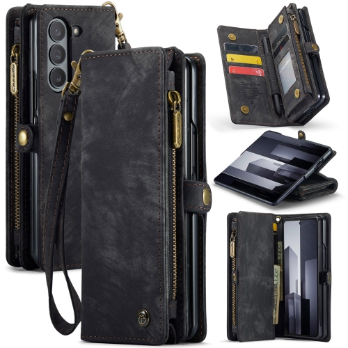 

For Samsung Galaxy Z Fold6 5G CaseMe 008 Multifunctional Zipper Wallet Leather Phone Case with Lanyard(Black)