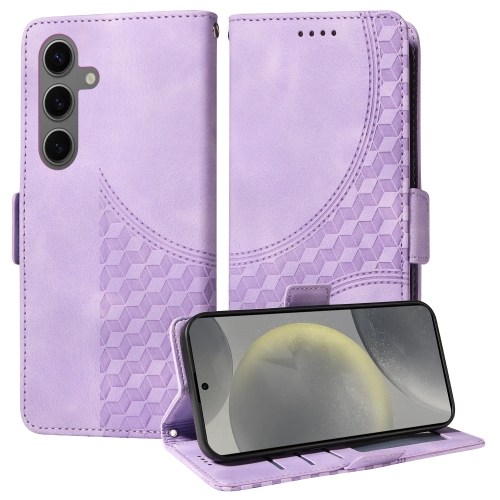 

For Samsung Galaxy S24+ 5G Embossed Rhombus Starry Leather Phone Case(Purple)