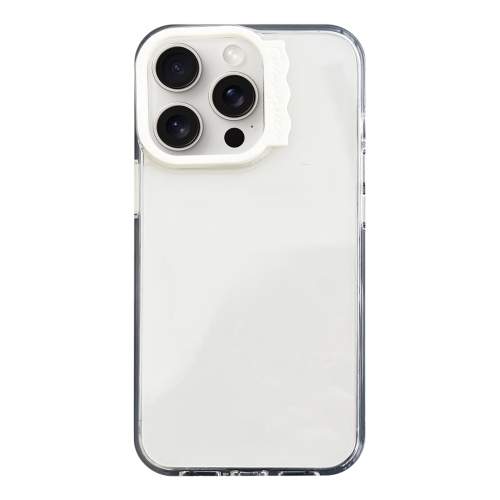 

For iPhone 15 Pro Max Colorful Wavy Circle PC Hybrid TPU Phone Case(White)