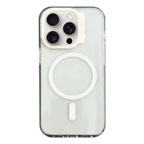 

For iPhone 13 Pro MagSafe Colorful Wavy Circle PC Hybrid TPU Phone Case(White)