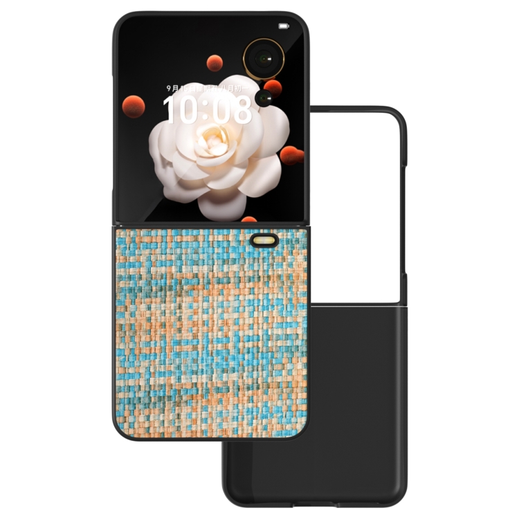 

For Honor Magic V Flip Color Lattice Texture PU Phone Case(Blue)