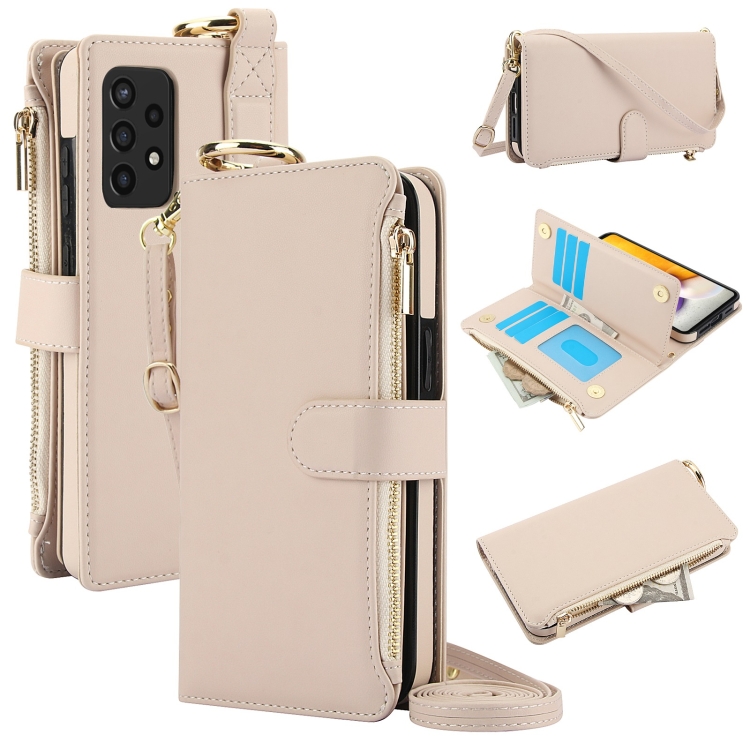 

For Samsung Galaxy Note20 Ultra Crossbody Ring Multifunctional Wallet Leather Phone Case(White)