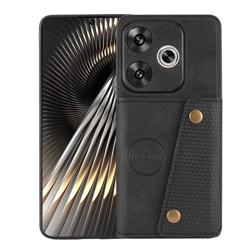 For Redmi Turbo 3 Double Buckle Card Slots Magnetic Phone Case(Black)