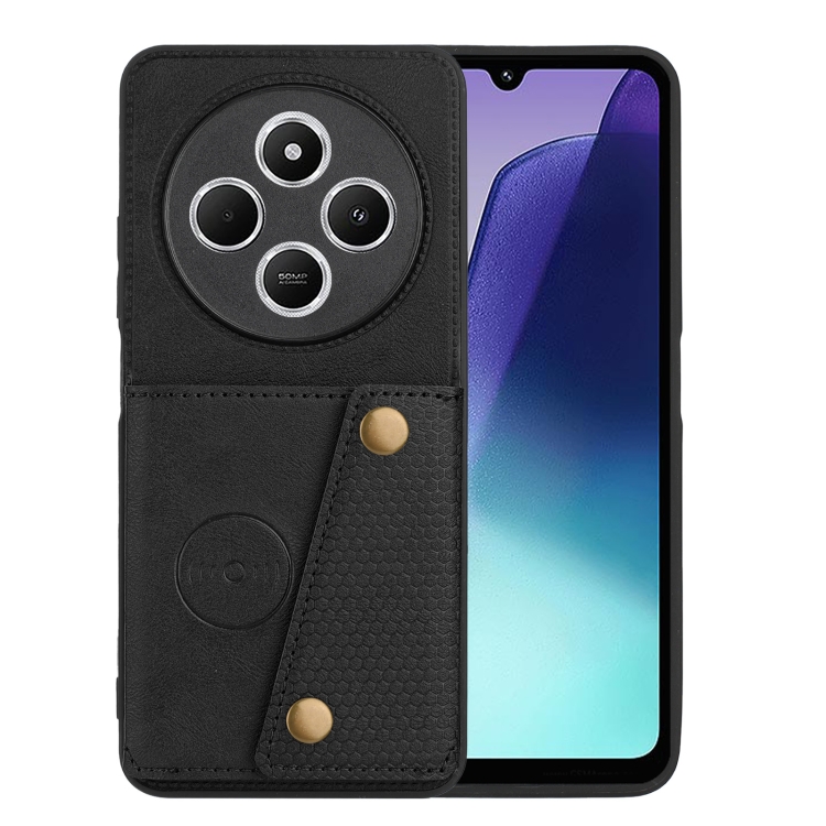 

For Redmi 14C 4G Double Buckle Card Slots Magnetic Phone Case(Black)