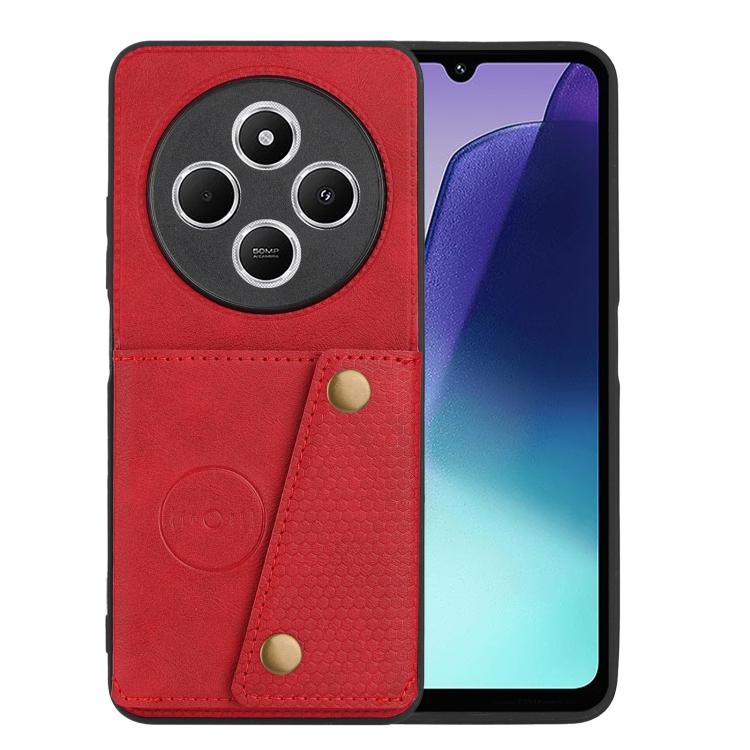 

For Redmi 14C 4G Double Buckle Card Slots Magnetic Phone Case(Red)