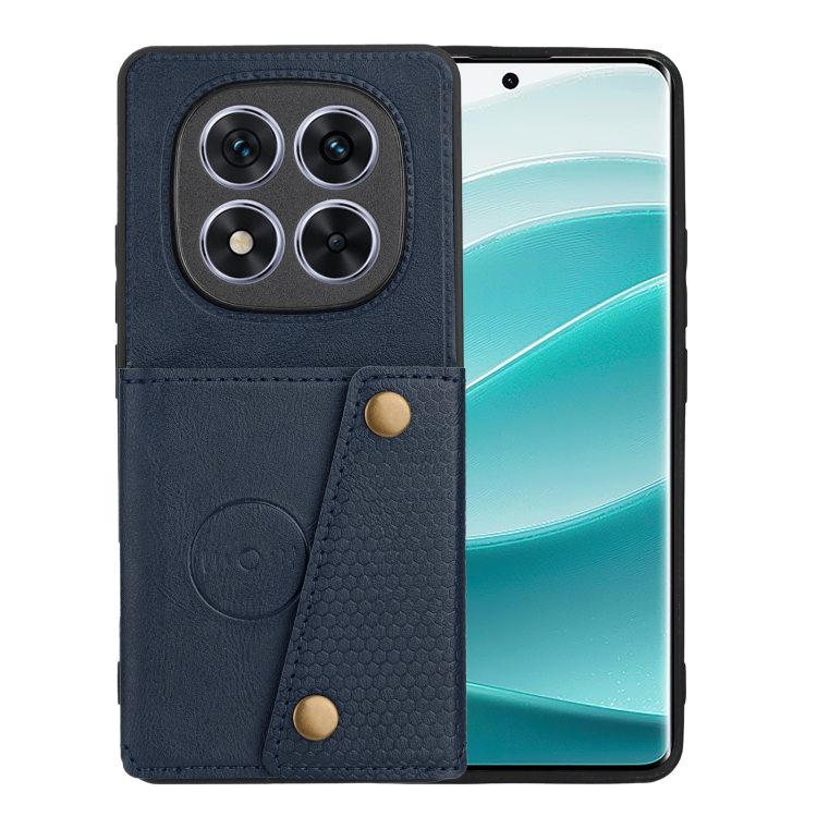 

For Redmi Note 14 Pro 5G Double Buckle Card Slots Magnetic Phone Case(Blue)