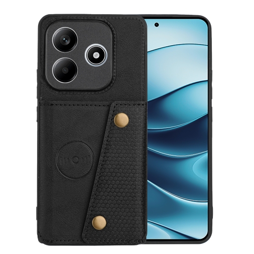 

For Redmi Note 14 5G Double Buckle Card Slots Magnetic Phone Case(Black)