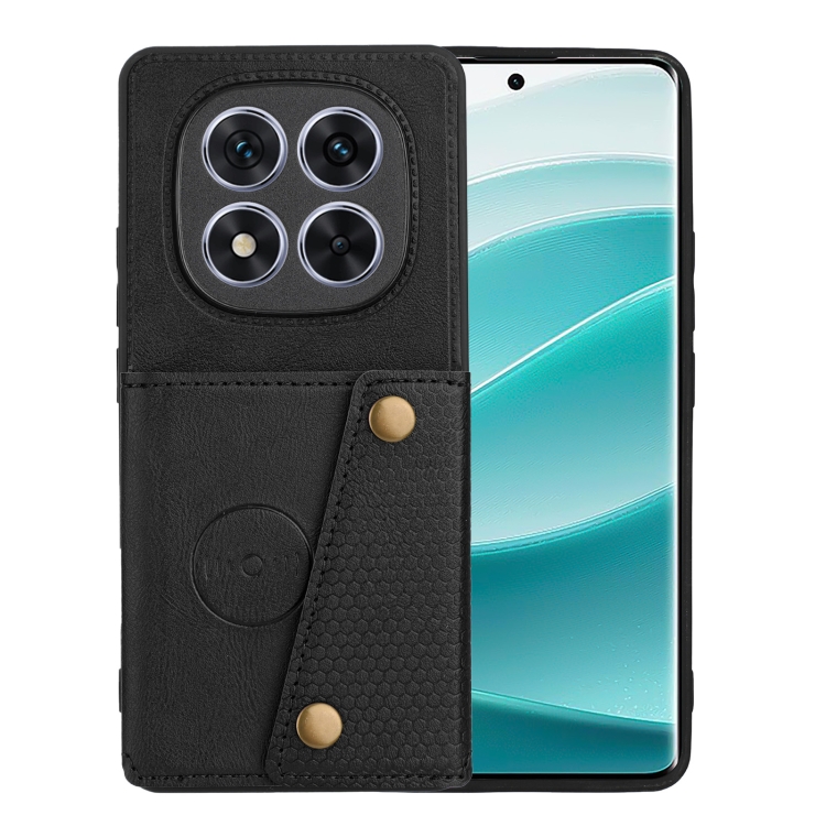 

For Redmi Note 14 Pro+ 5G Double Buckle Card Slots Magnetic Phone Case(Black)
