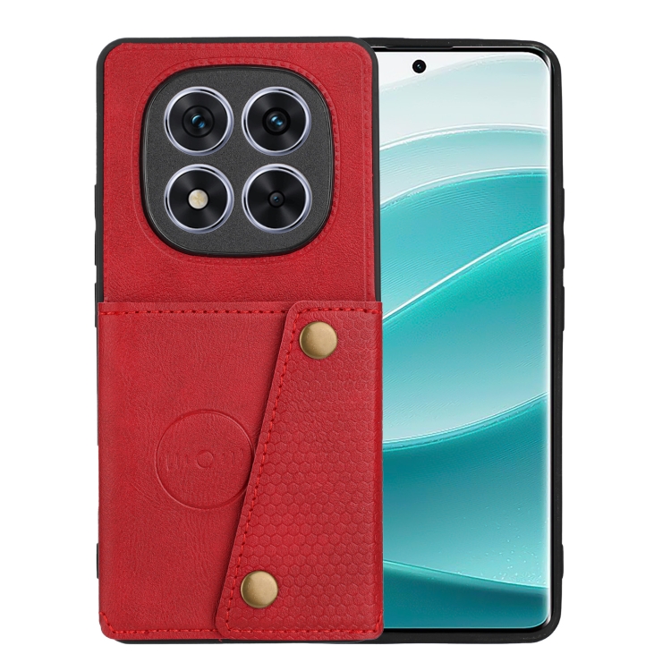 

For Redmi Note 14 Pro+ 5G Double Buckle Card Slots Magnetic Phone Case(Red)