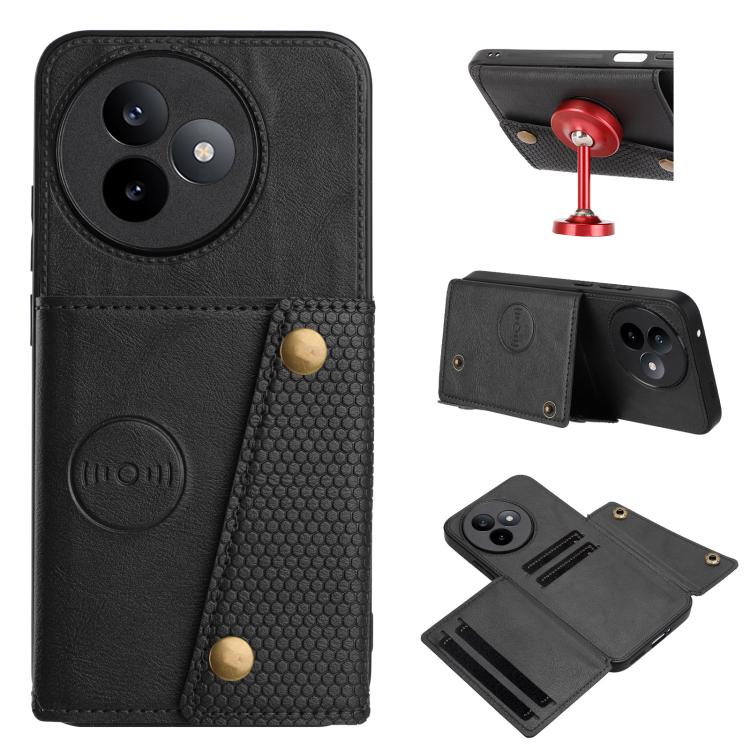 

For Redmi K80 Ultra Double Buckle Card Slots Magnetic Phone Case(Black)