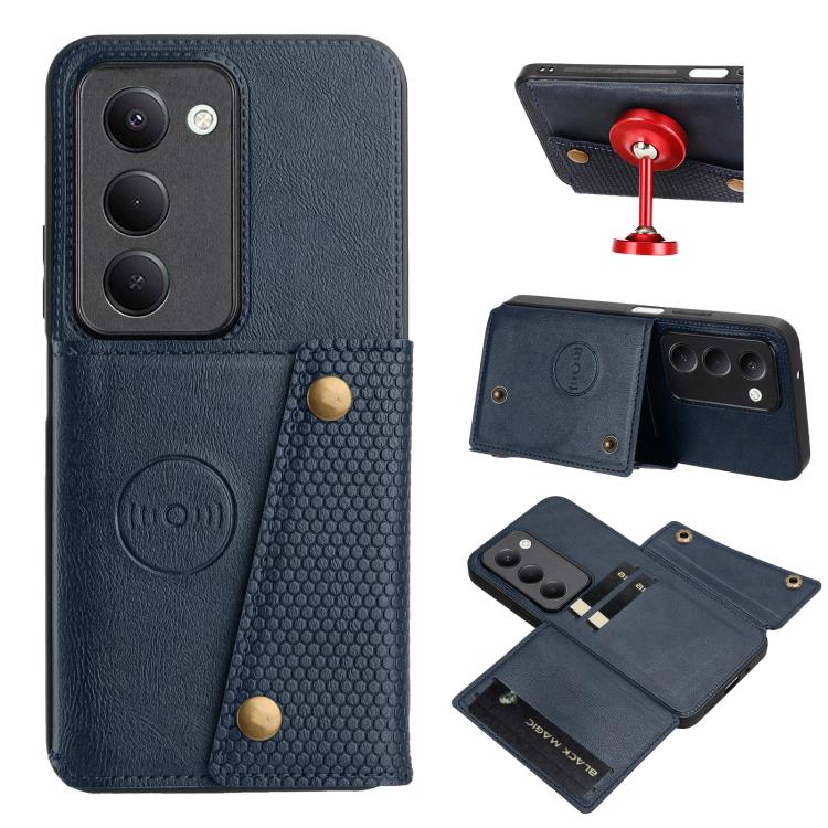

For Redmi 15 5G / 4G EU 171mm Double Buckle Card Slots Magnetic Phone Case(Blue)